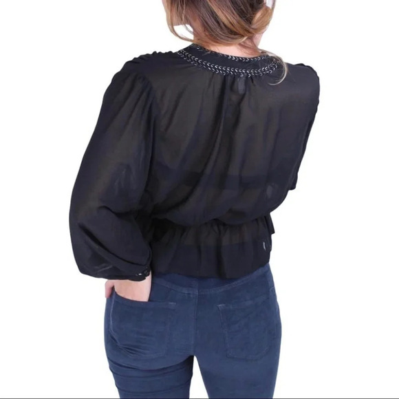 Free People Sheer Embellished Blouse - Picture 2 of 8